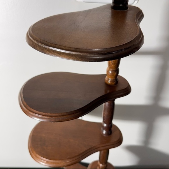VTG Plant Stand 4 Tier Wood Spindle Display Pedestal Rotating Shelves Midcentury - Picture 8 of 8